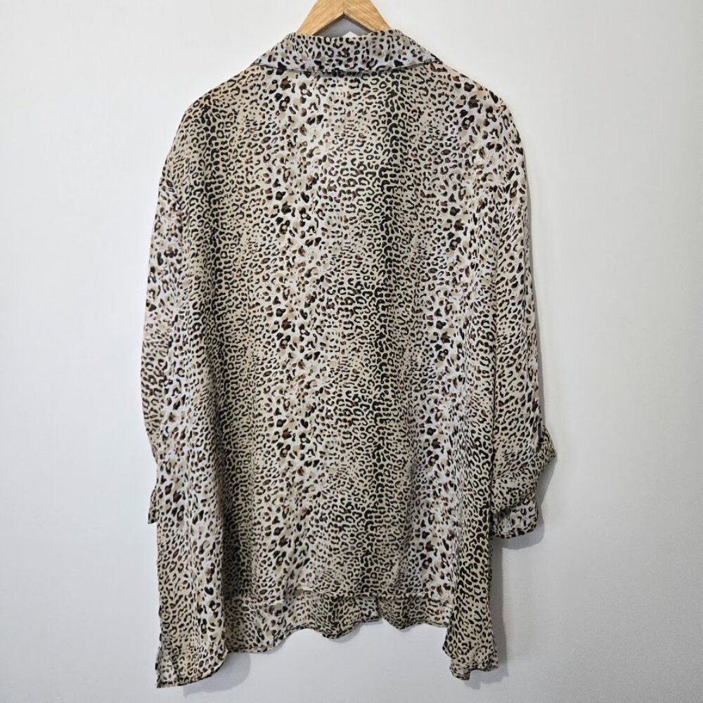 Maggie Barnes Womens Button Up Animal Print Top Size 3X Leopard Mob Wife Office - Picture 4 of 10